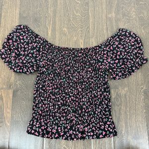 NWT Womens boutique smocked square neck top small